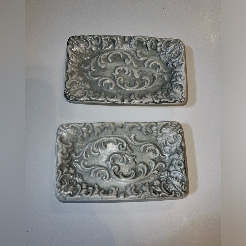 2 Nut dishes made in Japan. Vintage laced pattern.  4.5” long x 2.5” wide